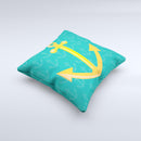 Gold Stretched Anchor with Green Background ink-Fuzed Decorative Throw Pillow
