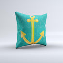 Gold Stretched Anchor with Green Background ink-Fuzed Decorative Throw Pillow