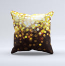 Gold Unfocused Orbs of Light ink-Fuzed Decorative Throw Pillow