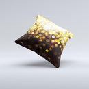 Gold Unfocused Orbs of Light ink-Fuzed Decorative Throw Pillow