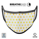 Gold Watercolor Stars - Made in USA Mouth Cover Unisex Anti-Dust Cotton Blend Reusable & Washable Face Mask with Adjustable Sizing for Adult or Child