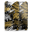 Gold and Black Squiggly  - Protective Skin Wrap & Decal – Compatible with iPhone SE to iPhone 17 Pro Max (All Models)