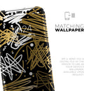 Gold and Black Squiggly  - Protective Skin Wrap & Decal – Compatible with iPhone SE to iPhone 17 Pro Max (All Models)