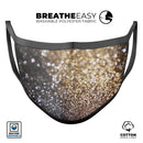 Gold and Black Unfocused Glimmering RainFall - Made in USA Mouth Cover Unisex Anti-Dust Cotton Blend Reusable & Washable Face Mask with Adjustable Sizing for Adult or Child