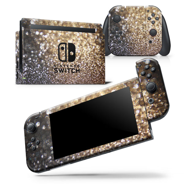 Gold and Black Unfocused Glimmering RainFall - Skin Wrap Decal for Nintendo Switch Lite Console & Dock - 3DS XL - 2DS - Pro - DSi - Wii - Joy-Con Gaming Controller