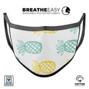 Gold and Mint Pineapple - Made in USA Mouth Cover Unisex Anti-Dust Cotton Blend Reusable & Washable Face Mask with Adjustable Sizing for Adult or Child
