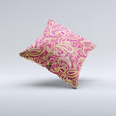Gold and Red Paisley Pattern Ink-Fuzed Decorative Throw Pillow