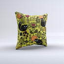 Gold vector Fat Cat Illustration Ink-Fuzed Decorative Throw Pillow