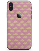 Golden Cartoon Clouds Over Pink - iPhone X Skin-Kit