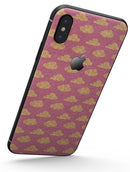 Golden Cartoon Clouds Over Pink - iPhone X Skin-Kit