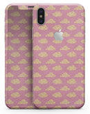 Golden Cartoon Clouds Over Pink - iPhone X Skin-Kit