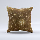 Golden Glowing Stars ink-Fuzed Decorative Throw Pillow
