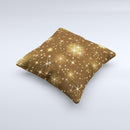 Golden Glowing Stars ink-Fuzed Decorative Throw Pillow
