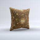 Golden Glowing Stars ink-Fuzed Decorative Throw Pillow
