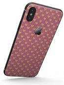 Golden Micro Hearts Over Pink - iPhone X Skin-Kit