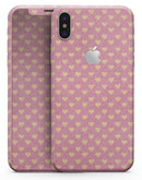Golden Micro Hearts Over Pink - iPhone X Skin-Kit