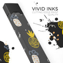 Golden Yellow Pineapple Over Black - Premium Decal Protective Skin-Wrap Sticker compatible with the Juul Labs vaping device