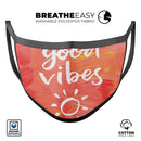 Good Vibes - Made in USA Mouth Cover Unisex Anti-Dust Cotton Blend Reusable & Washable Face Mask with Adjustable Sizing for Adult or Child