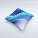 Gradient Waves of Blue ink-Fuzed Decorative Throw Pillow