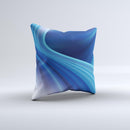 Gradient Waves of Blue ink-Fuzed Decorative Throw Pillow