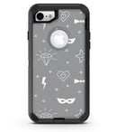Gray Doodles with Lightning - iPhone 7 or 8 OtterBox Case & Skin Kits