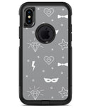 Gray Doodles with Lightning - iPhone X OtterBox Case & Skin Kits