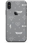 Gray Doodles with Lightning - iPhone X Skin-Kit