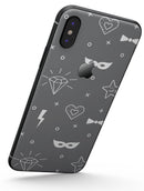 Gray Doodles with Lightning - iPhone X Skin-Kit