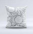 Gray Floral Pattern V3 ink-Fuzed Decorative Throw Pillow