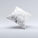 Gray Floral Pattern V3 ink-Fuzed Decorative Throw Pillow