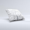 Gray Floral Pattern V3 ink-Fuzed Decorative Throw Pillow