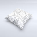 Gray Floral Pattern V3 ink-Fuzed Decorative Throw Pillow