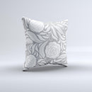 Gray Floral Pattern V3 ink-Fuzed Decorative Throw Pillow
