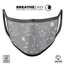 Gray Jester hat with Balloons - Made in USA Mouth Cover Unisex Anti-Dust Cotton Blend Reusable & Washable Face Mask with Adjustable Sizing for Adult or Child