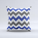 Gray & Navy Blue Chevron Ink-Fuzed Decorative Throw Pillow