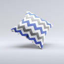 Gray & Navy Blue Chevron Ink-Fuzed Decorative Throw Pillow