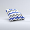 Gray & Navy Blue Chevron Ink-Fuzed Decorative Throw Pillow