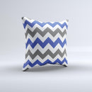 Gray & Navy Blue Chevron Ink-Fuzed Decorative Throw Pillow