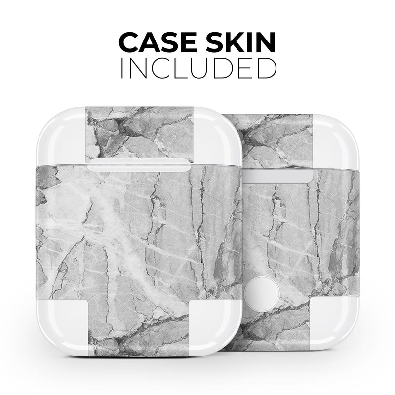 Gray Slate Marble - Full Body Skin Decal Wrap Kit for the Wireless Bluetooth Apple Airpods Pro, AirPods Gen 1 or Gen 2 with Wireless Charging