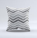 Gray Toned Wide Vintage Chevron Pattern Ink-Fuzed Decorative Throw Pillow
