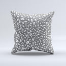 Gray & White Floral Sprout Ink-Fuzed Decorative Throw Pillow
