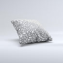 Gray & White Floral Sprout Ink-Fuzed Decorative Throw Pillow