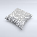 Gray & White Floral Sprout Ink-Fuzed Decorative Throw Pillow
