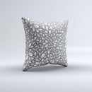 Gray & White Floral Sprout Ink-Fuzed Decorative Throw Pillow