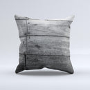 Gray Worn Wooden Planks Ink-Fuzed Decorative Throw Pillow
