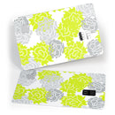 Gray and Lime Green Cartoon Roses - Premium Protective Decal Skin-Kit for the Apple Credit Card