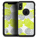 Gray and Lime Green Cartoon Roses - Skin Kit for the iPhone OtterBox Cases