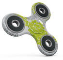 Gray and Lime Green Cartoon Roses Full-Body Fidget Spinner Skin-Kit