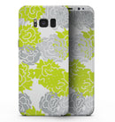 Gray and Lime Green Cartoon Roses - Samsung Galaxy S8 Full-Body Skin Kit