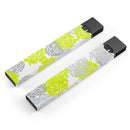 Gray and Lime Green Cartoon Roses - Premium Decal Protective Skin-Wrap Sticker compatible with the Juul Labs vaping device